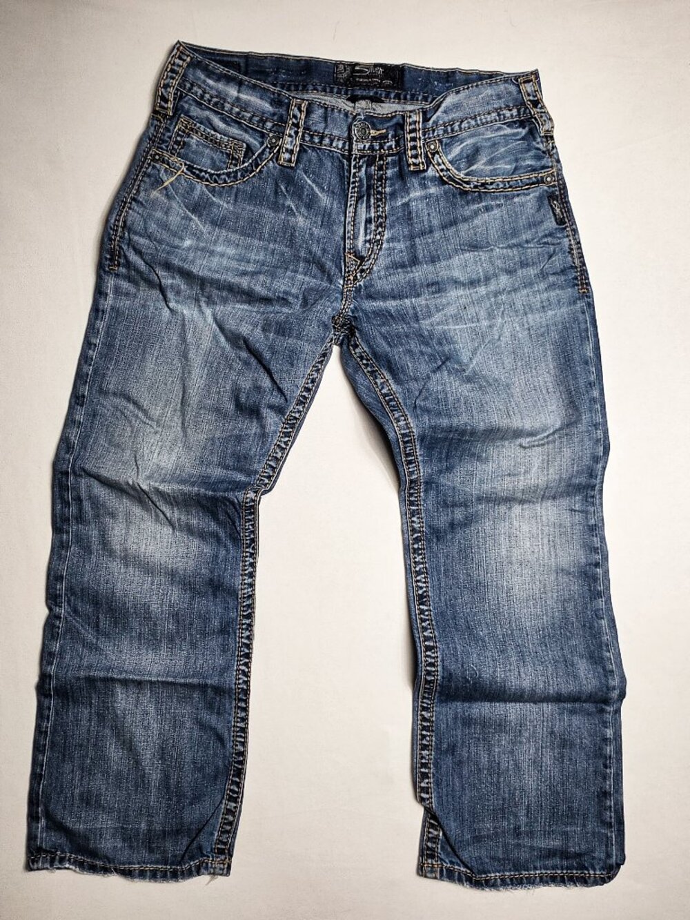 W33/L30 Silver Jeans Co Mens ZAC Blue Denim thick stitch